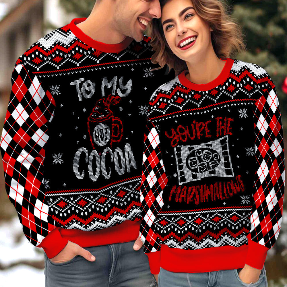 You're The Marshmallows To My Cocoa Couple Ugly Christmas Sweater Christmas Gift Anniversary Sweater USNC1039 - WeCustomit