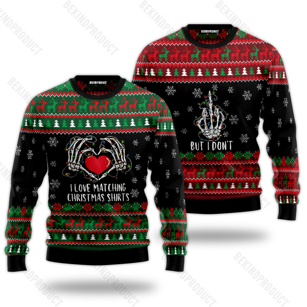 I Love Matching Christmas Shirts Couple Ugly Christmas Sweater Christmas Gift Anniversary Sweater USNC1040 - WeCustomit