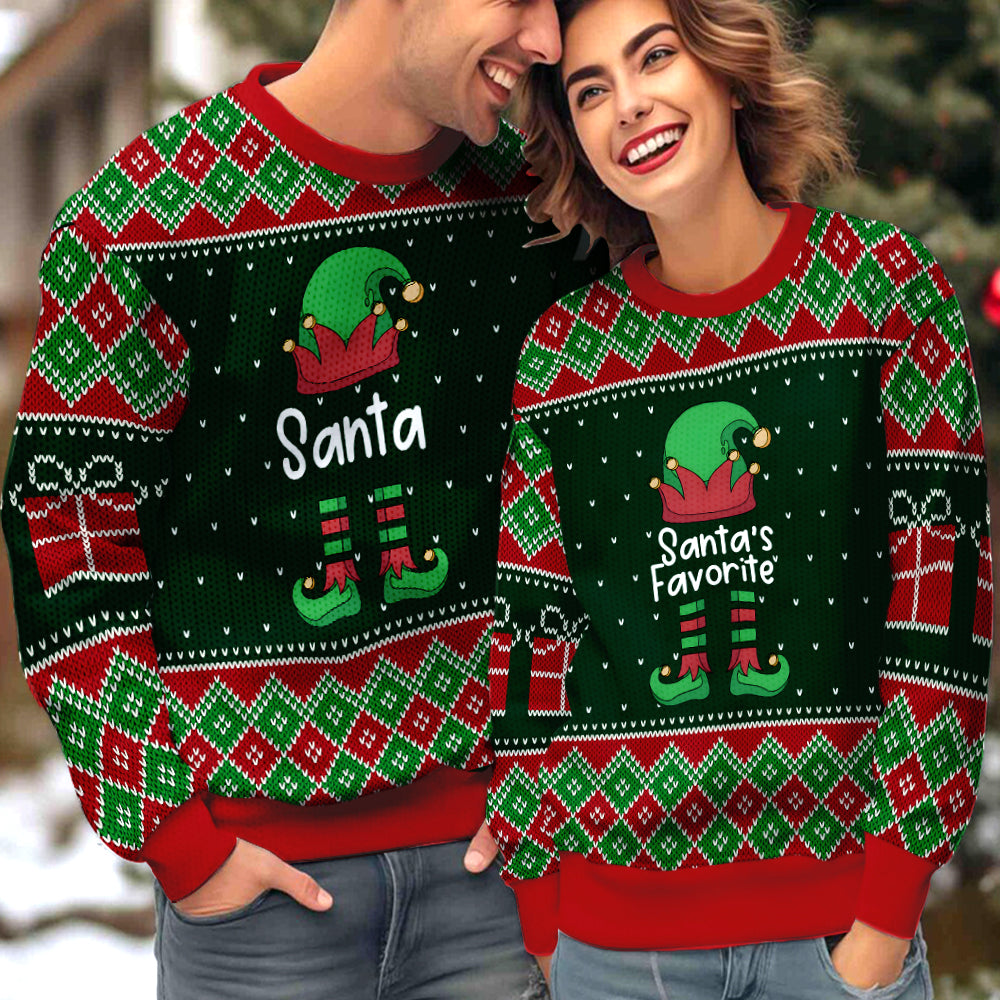 Funny Santa's Favorite Couple Ugly Christmas Sweater Christmas Gift Anniversary Sweater USNC1041 - WeCustomit
