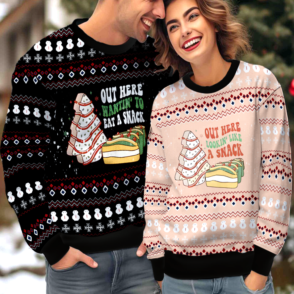 Christmas Tree Cake Funny Couple Ugly Christmas Sweater Christmas Gift Anniversary Sweater USNC1042 - WeCustomit