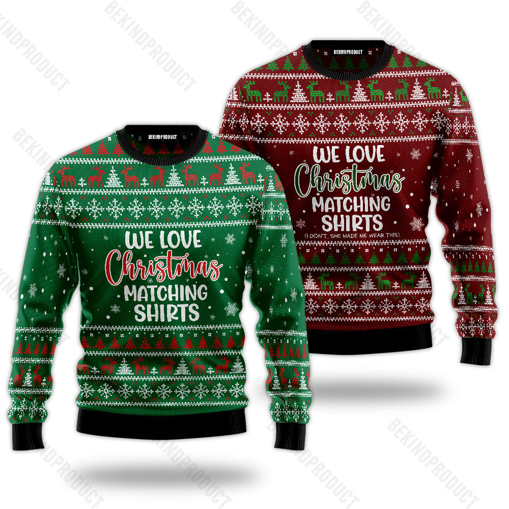 We Love Christmas Matching Couple Ugly Christmas Sweater Christmas Gift Anniversary Sweater USNC1046 - WeCustomit