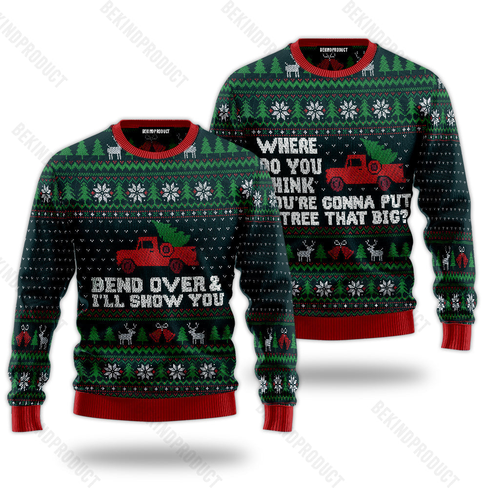 Bend Over And I'll Show You Couple Ugly Christmas Sweater Christmas Gift Anniversary Sweater USNC1047 - WeCustomit