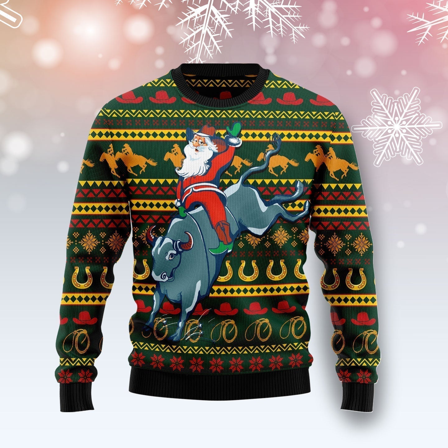 Cowboy Santa Claus Ugly Christmas Sweater For Men & Women Christmas Gift Sweater US1847 - WeCustomit