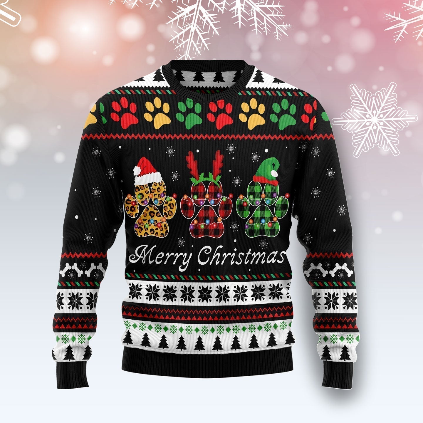 Dog Paws Xmas Ugly Christmas Sweater For Men & Women Christmas Gift Sweater US1742 - WeCustomit