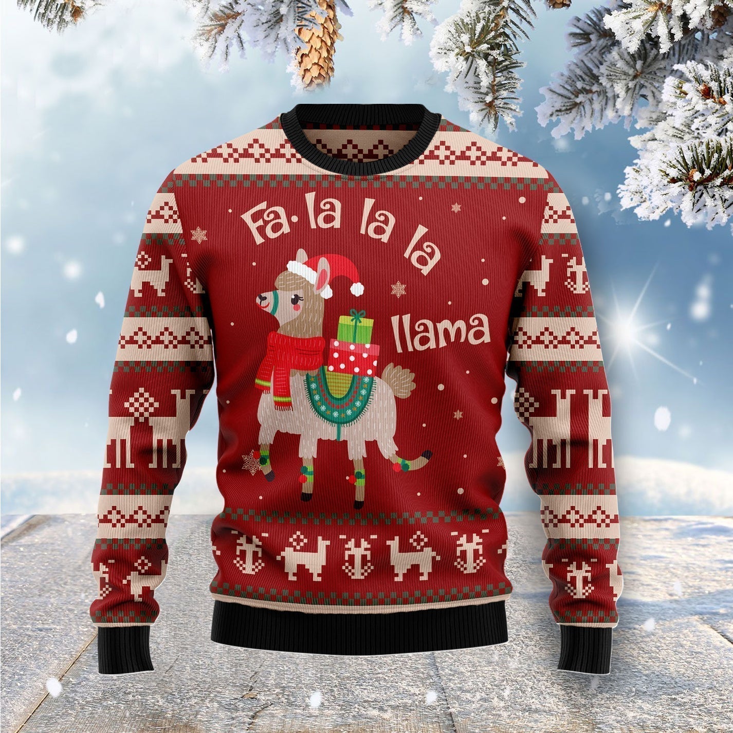 Fa-La-La-Llama Ugly Christmas Sweater For Men & Women Christmas Gift Sweater US3600 - WeCustomit