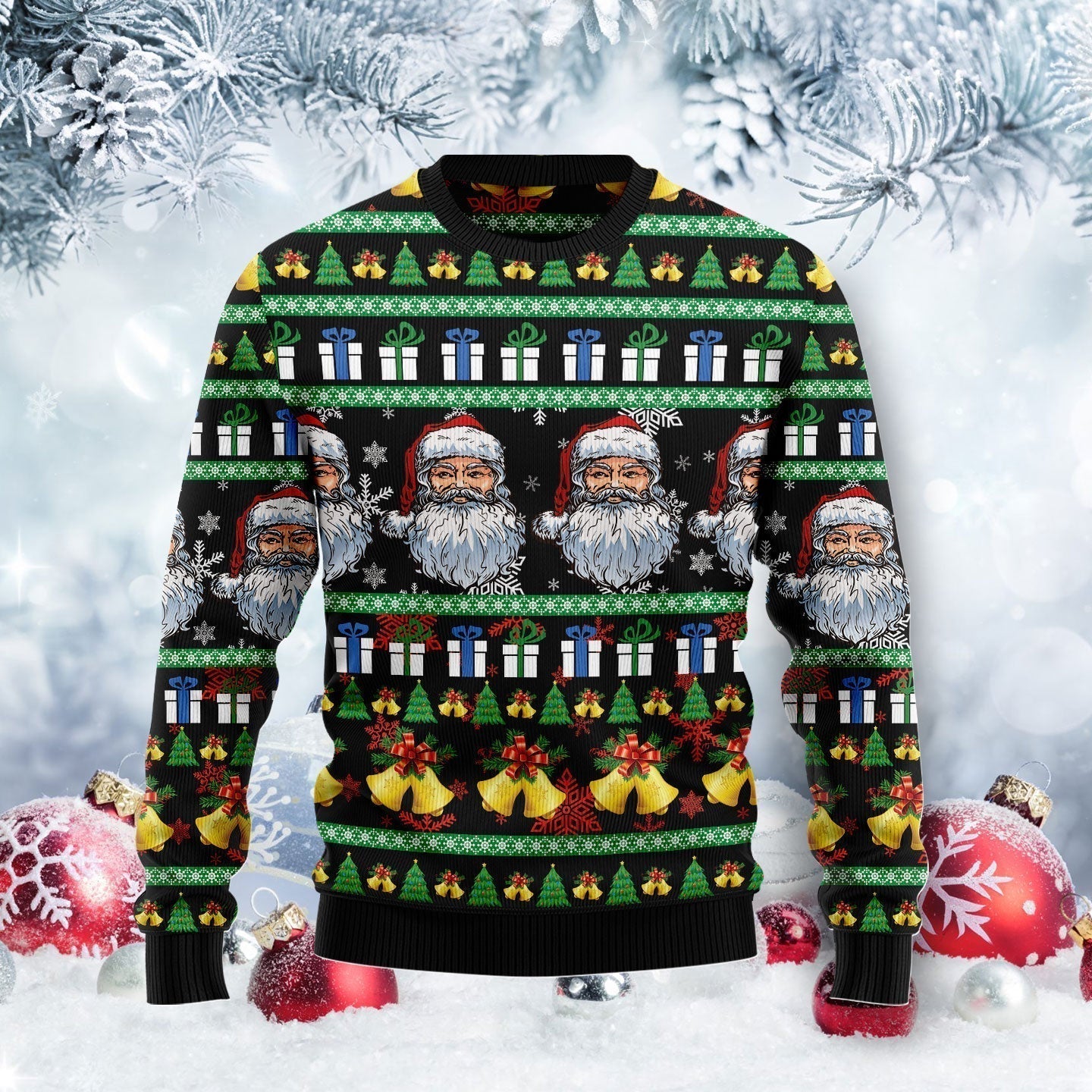 Santa Claus Jingle Bell Ugly Christmas Sweater For Men & Women Christmas Gift Sweater US1890 - WeCustomit