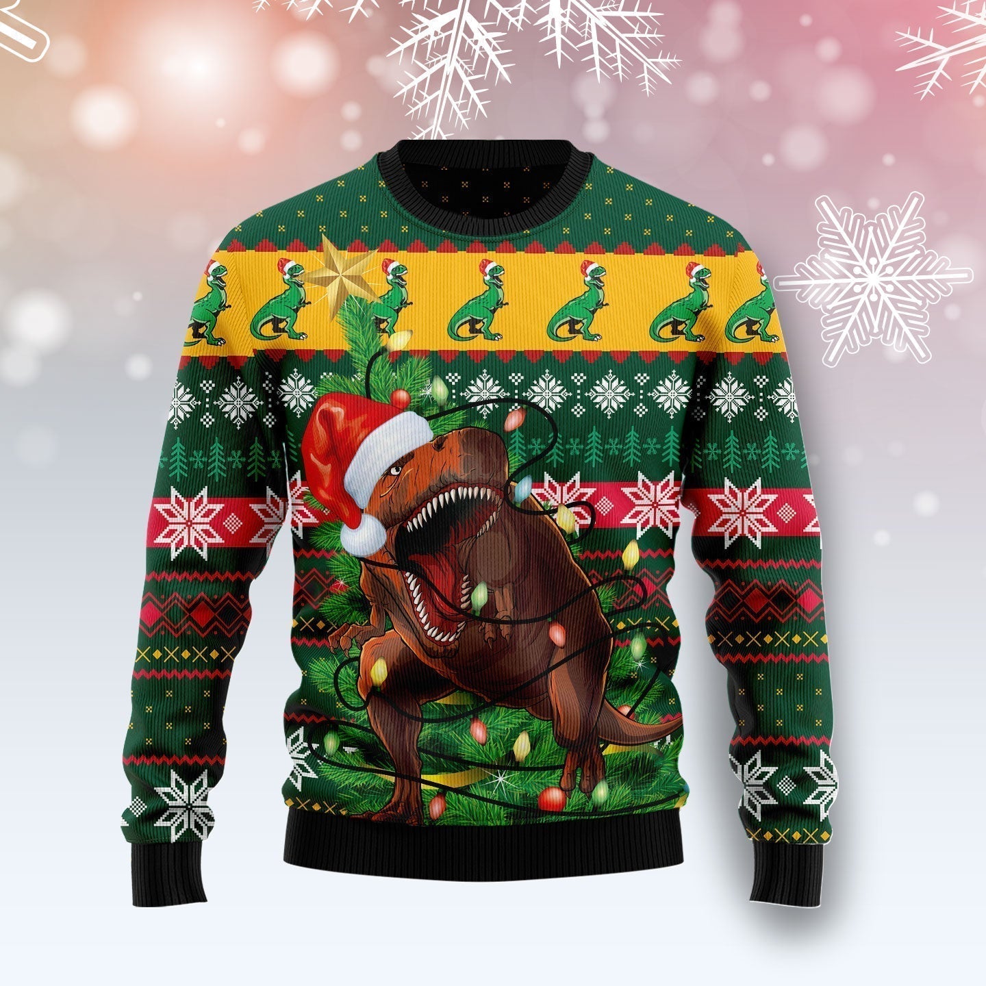 T-rex In Noel Tree Ugly Christmas Sweater For Men & Women Christmas Gift Sweater US1727 - WeCustomit