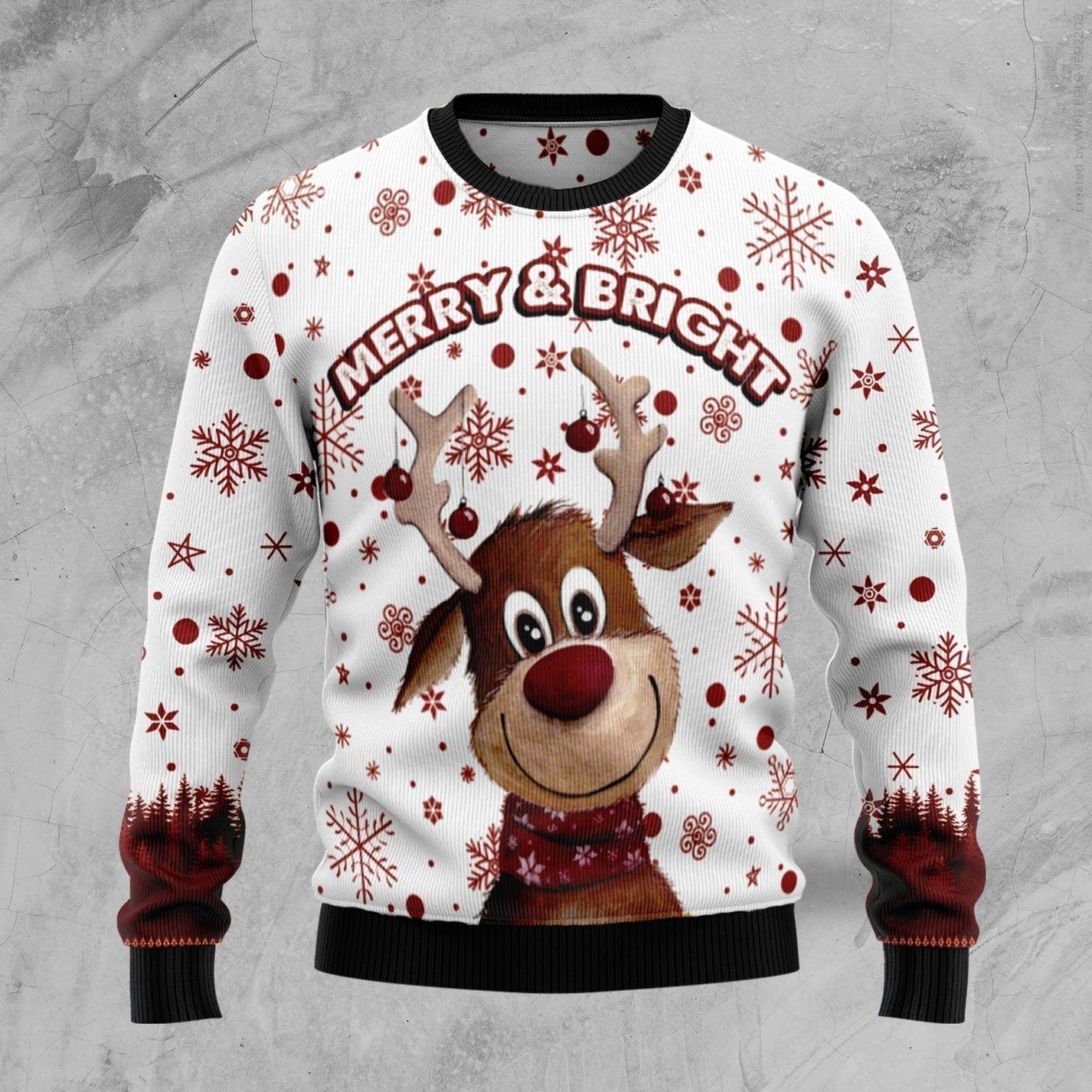 Reindeer Merry & Bright Ugly Christmas Sweater For Men & Women Christmas Gift Sweater US3339 - WeCustomit