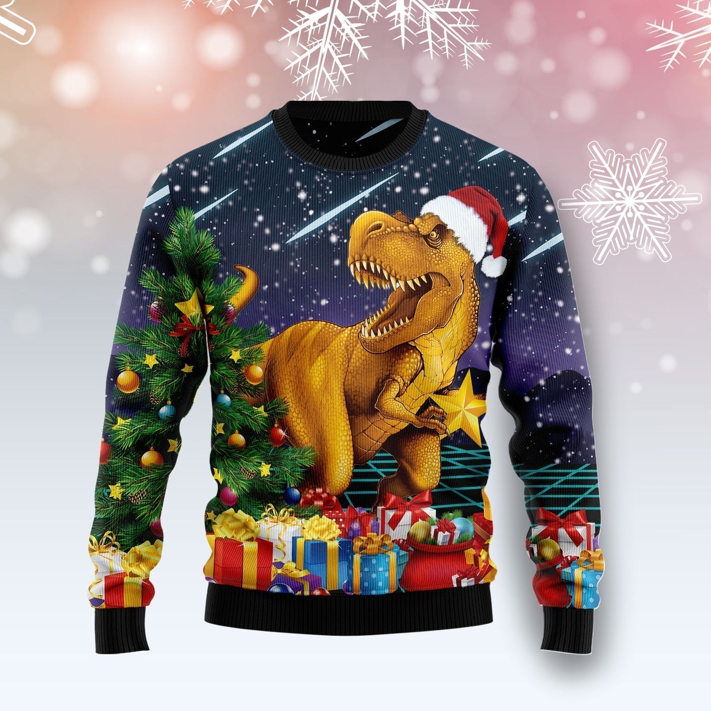 Merry T-rex Christmas Ugly Christmas Sweater For Men & Women Christmas Gift Sweater US3603 - WeCustomit