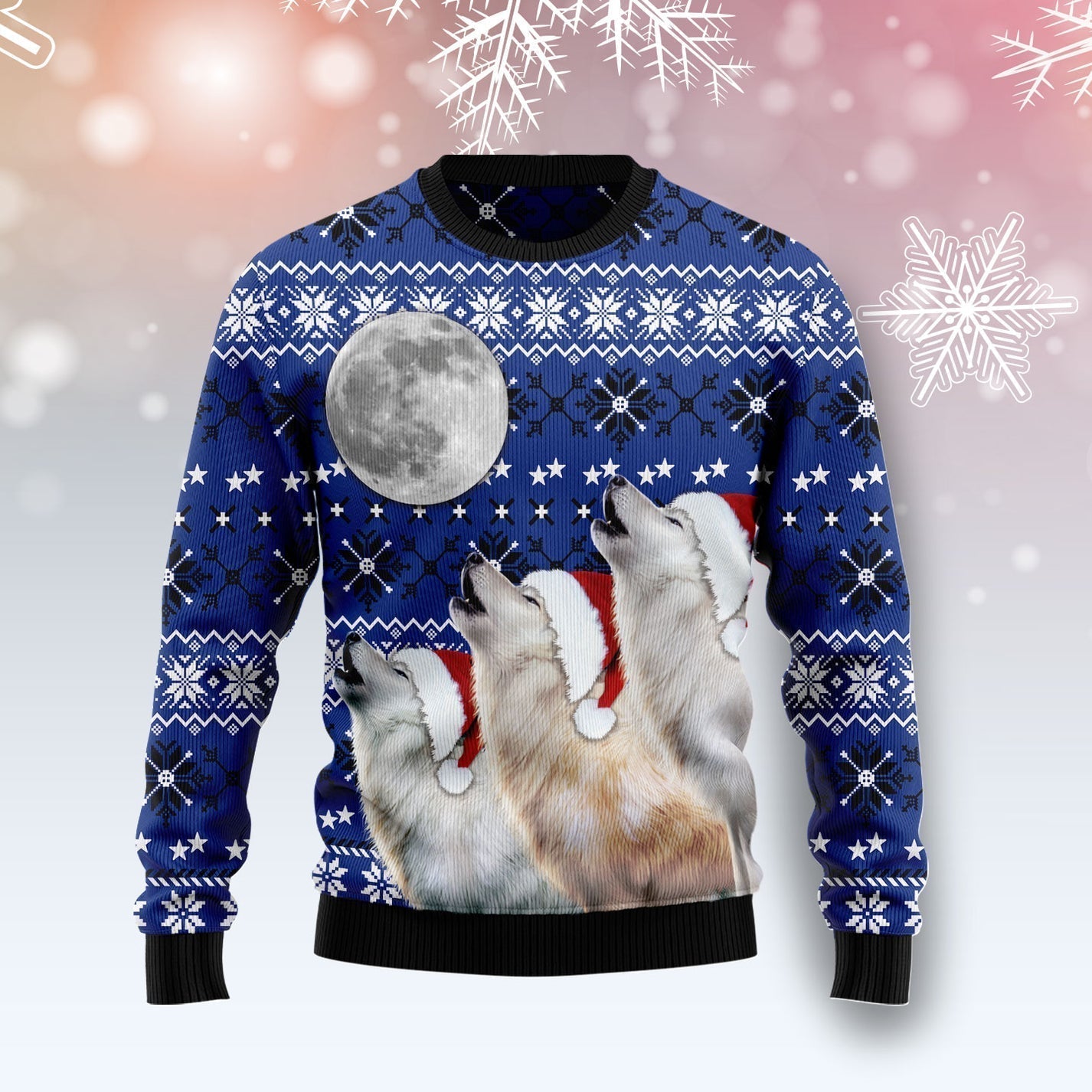 Wolf Howling Moon Ugly Christmas Sweater For Men & Women Christmas Gift Sweater US3388 - WeCustomit