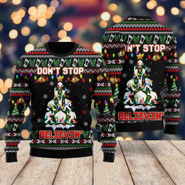 Bigfoot Xmas Dont Stop Believe In Ugly Christmas Sweater For Men & Women Christmas Gift Sweater US2220 - WeCustomit