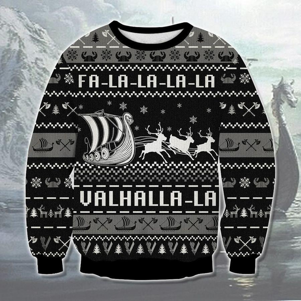 Valhalla Boat Ugly Christmas Sweater For Men & Women Christmas Gift Sweater US1955 - WeCustomit