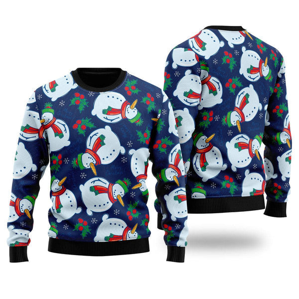 Very Snowman On Blue Pattern Ugly Christmas Sweater For Men & Women Christmas Gift Sweater US2326 - WeCustomit