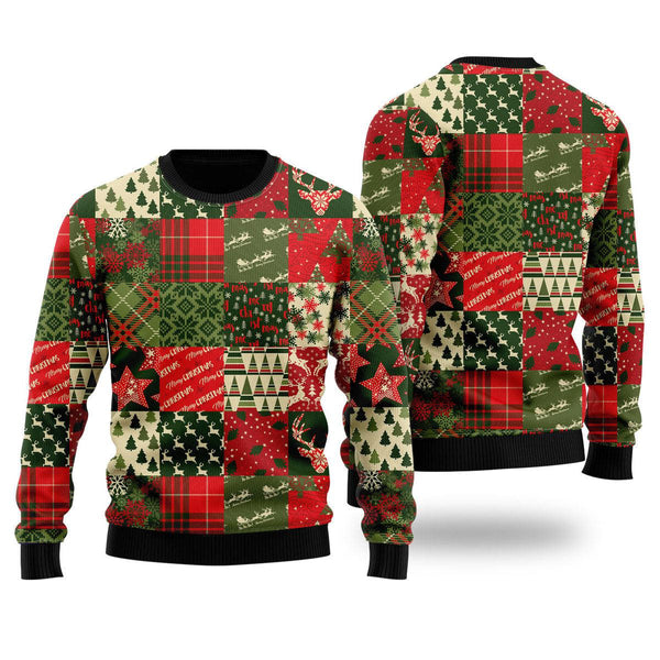 Vintage Christmas Patchwork Ugly Christmas Sweater For Men & Women Christmas Gift Sweater US1372 - WeCustomit