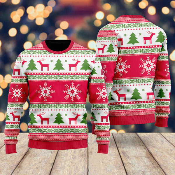 Vintage Holiday Time Pattern Ugly Christmas Sweater For Men & Women Christmas Gift Sweater US2049 - WeCustomit