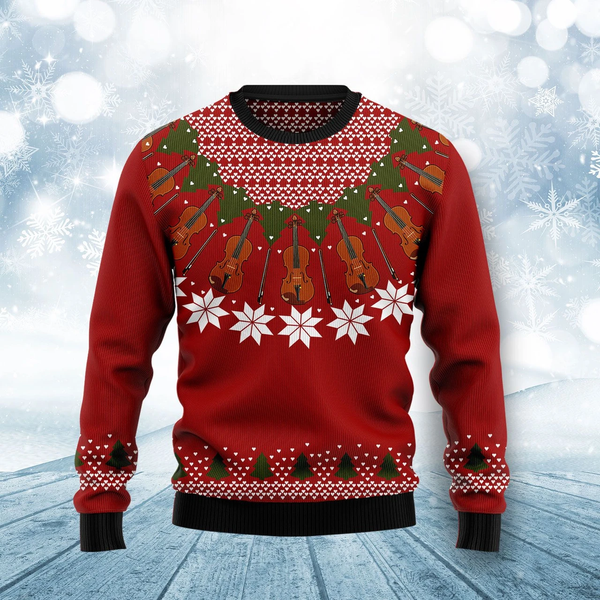 Violin Christmas Ugly Christmas Sweater For Men & Women Christmas Gift Sweater US1749 - WeCustomit