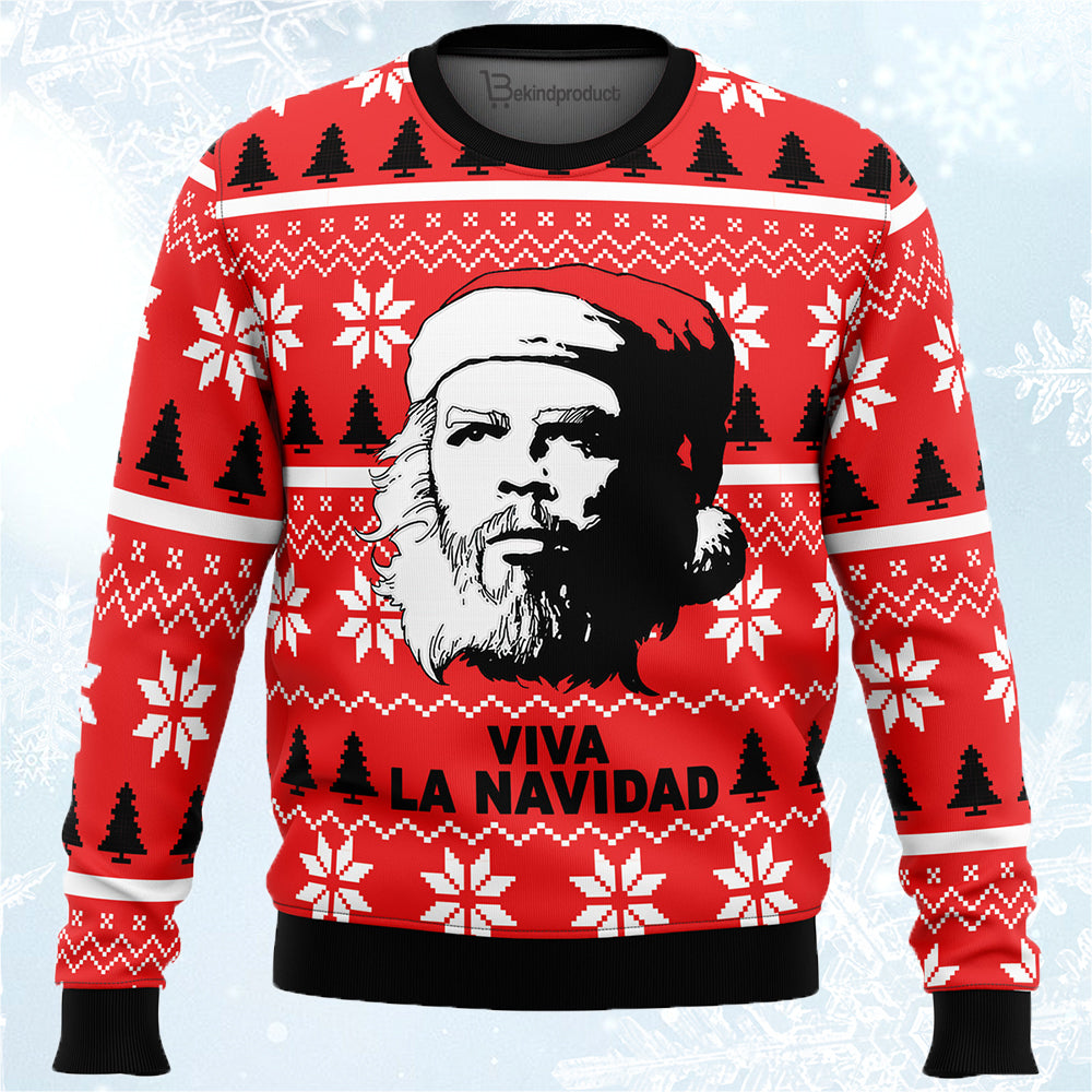 Viva La Navidad Santa Che Guevarra Ugly Christmas Sweater For Men & Women Christmas Gift Sweater PT472 - WeCustomit