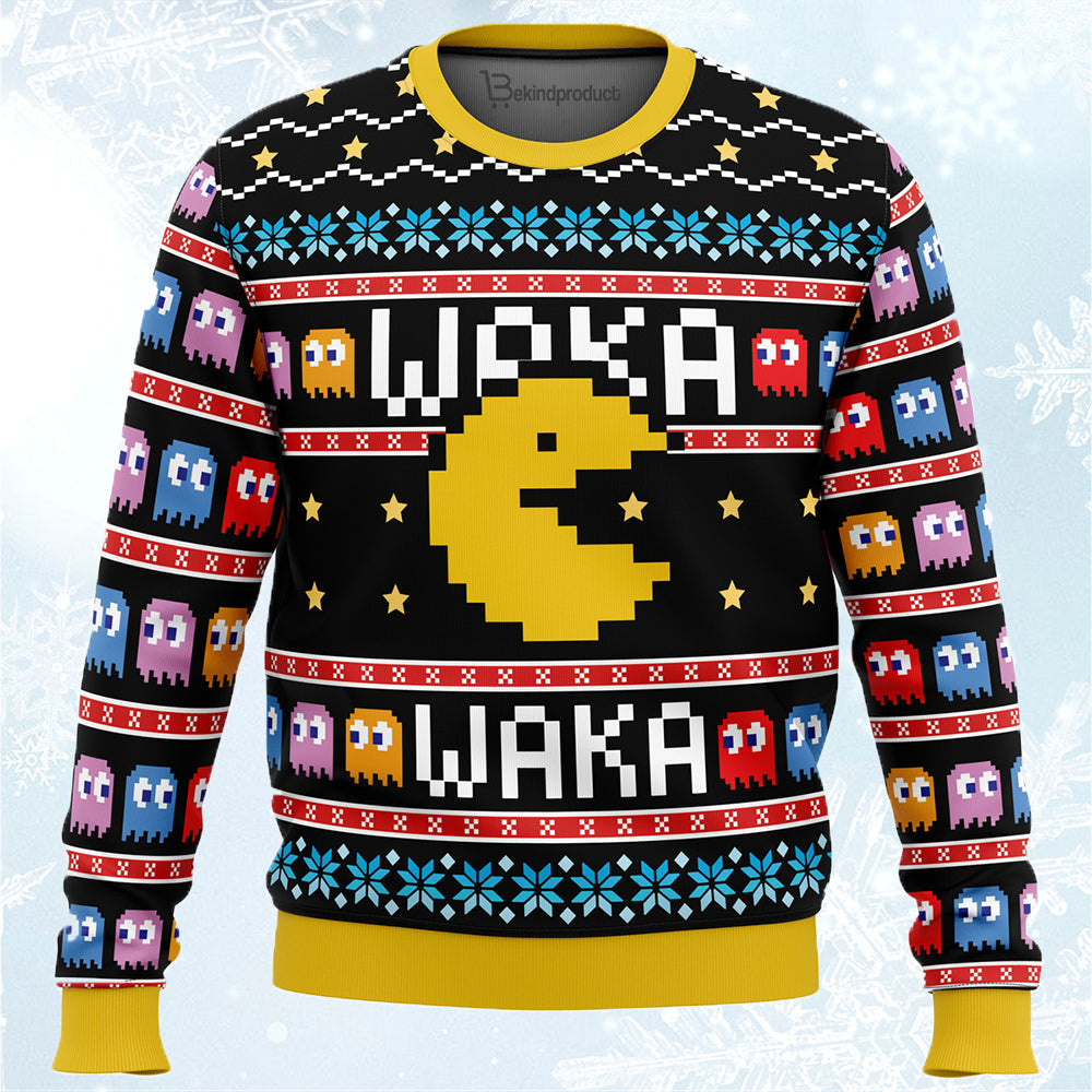 Waka Waka Pac Man Ugly Christmas Sweater For Men & Women Christmas Gift Sweater PT473 - WeCustomit