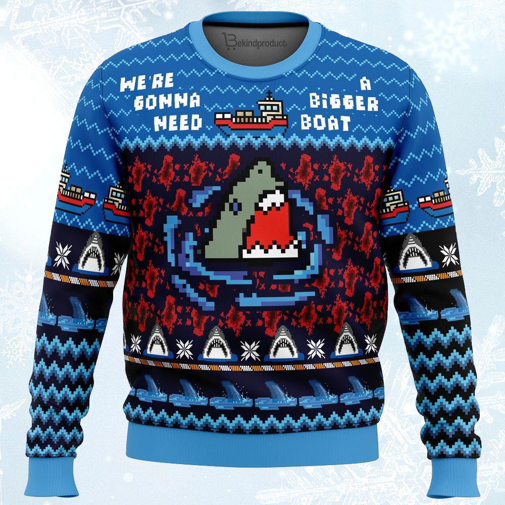 We’re Gonna Need A Bigger Boat Jaws Ugly Christmas Sweater For Men & Women Christmas Gift Sweater PT395 - WeCustomit