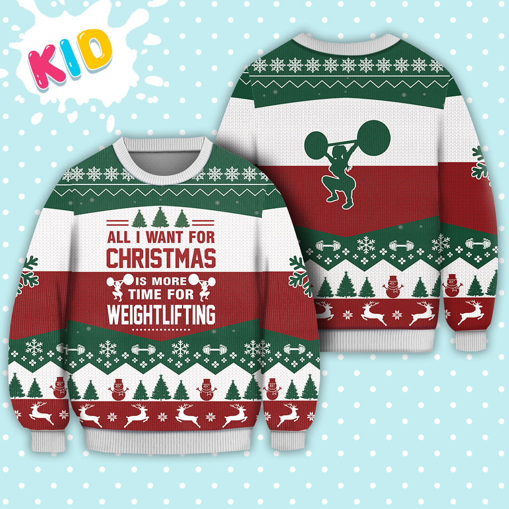 Weightlifting All I Want For Christmas Sweater Christmas Knitted Print Sweatshirt - Best Gift For Christmas, Noel - Christmas Signature - WeCustomit