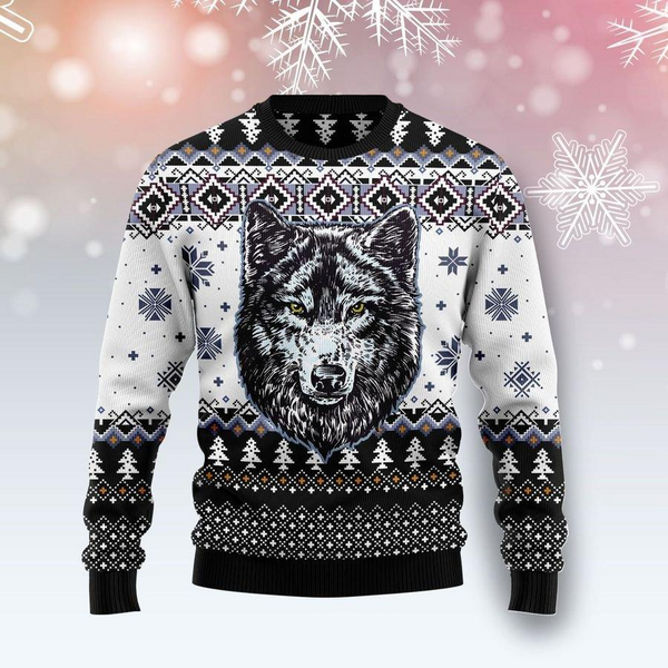 Wolf Christmas Ugly Christmas Sweater For Men & Women Christmas Gift Sweater US1577 - WeCustomit