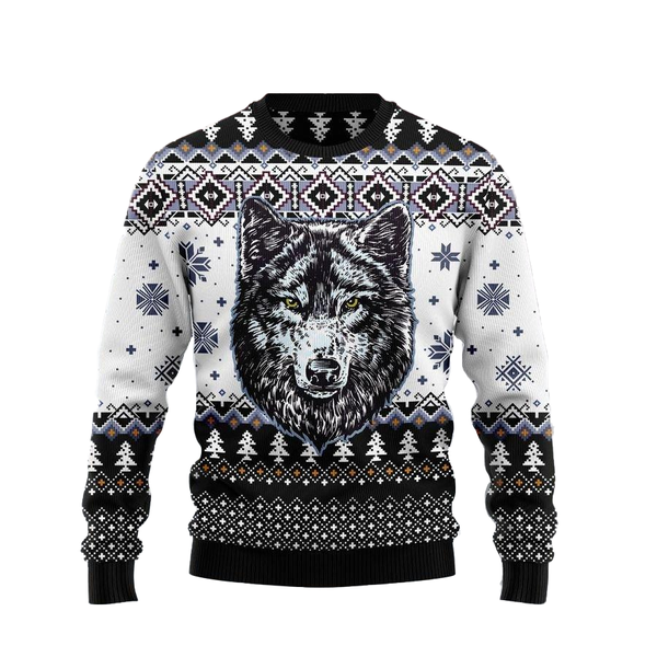 Wolf Christmas Ugly Christmas Sweater For Men & Women Christmas Gift Sweater US1577 - WeCustomit