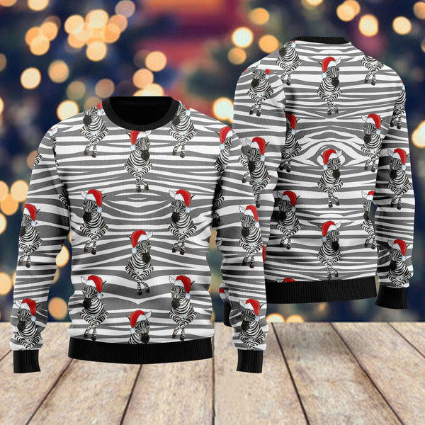 Zebra Wearing Santa Hats Ugly Christmas Sweater For Men & Women Christmas Gift Sweater US1661 - WeCustomit