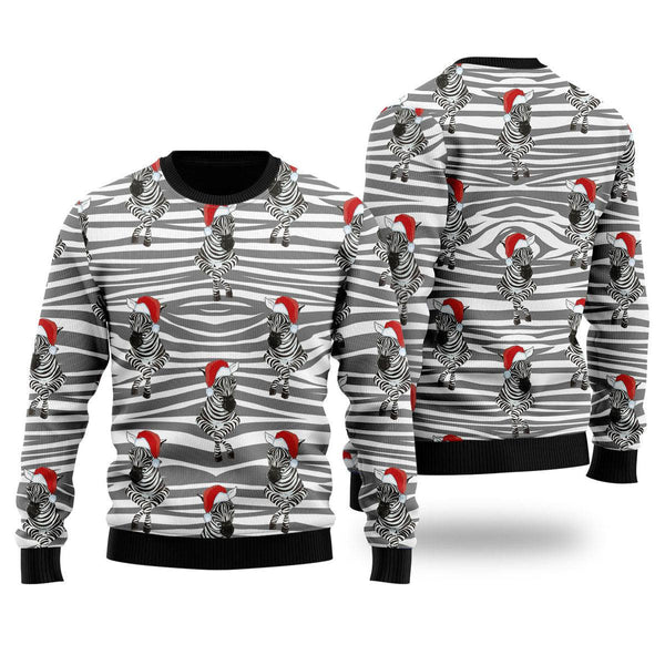 Zebra Wearing Santa Hats Ugly Christmas Sweater For Men & Women Christmas Gift Sweater US1661 - WeCustomit