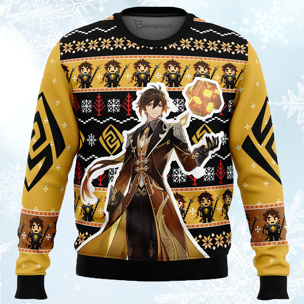 Zhongli Genshin Impact Ugly Christmas Sweater For Men & Women Christmas Gift Sweater BH481 - WeCustomit