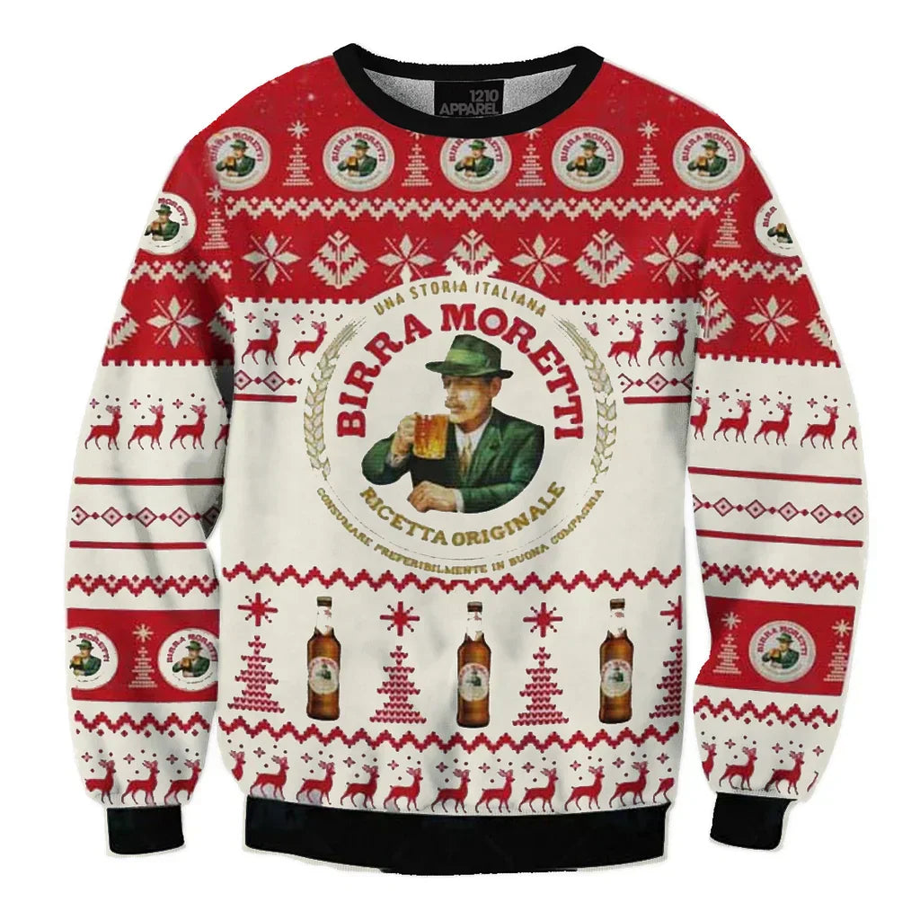 Unisex Birra Moretti 3D Ugly Christmas Sweater For Men & Women Christmas Gift Sweater BH1102 - WeCustomit