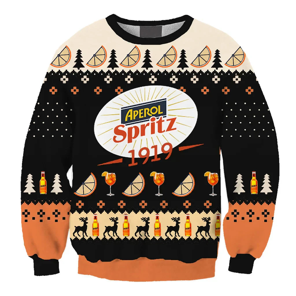 Unisex Aperol Spritz 3D Ugly Christmas Sweater For Men & Women Christmas Gift Sweater BH1092 - WeCustomit