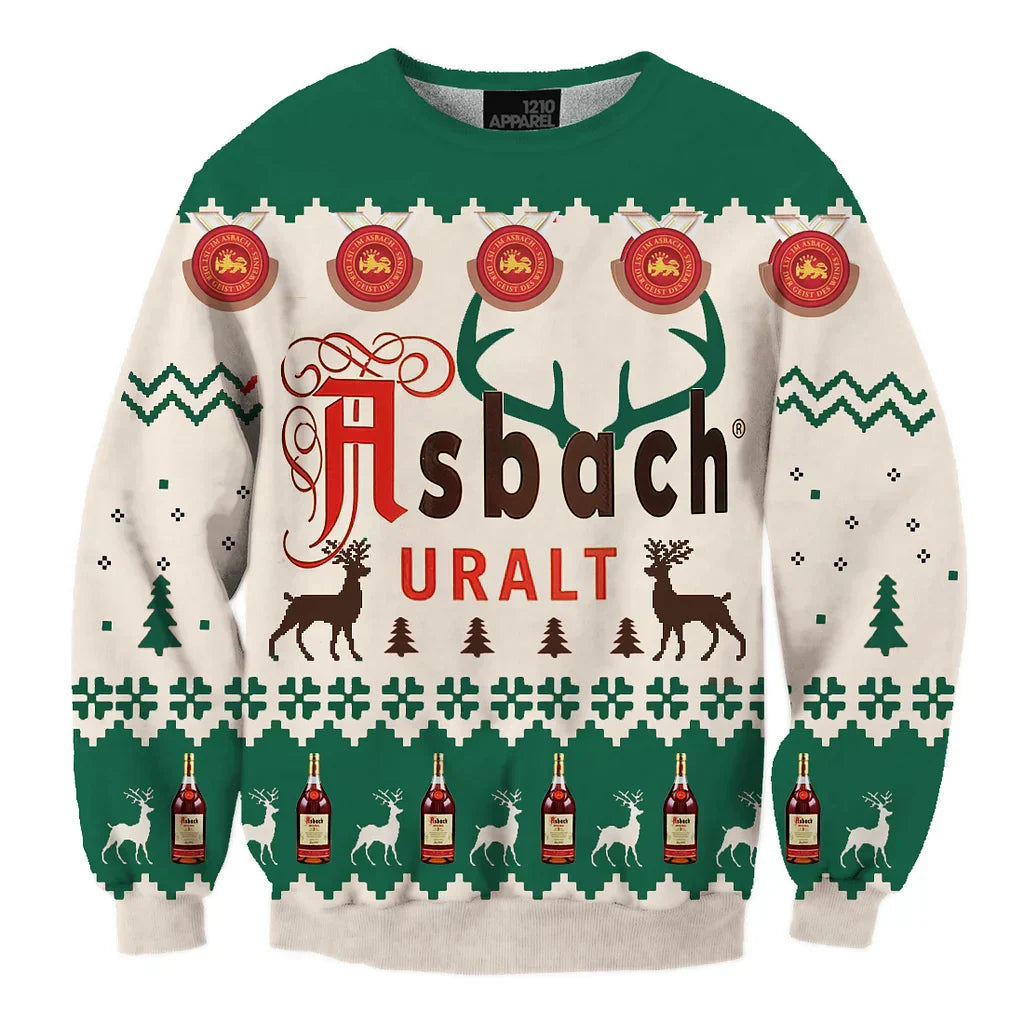 Unisex Asbach Uralt Green 3D Ugly Christmas Sweater For Men & Women Christmas Gift Sweater BH1192 - WeCustomit