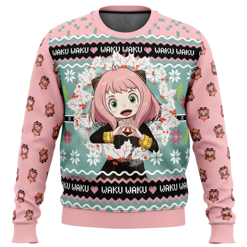 Anya Forger Waku Waku Spy x Family Ugly Christmas Sweater - WeCustomit