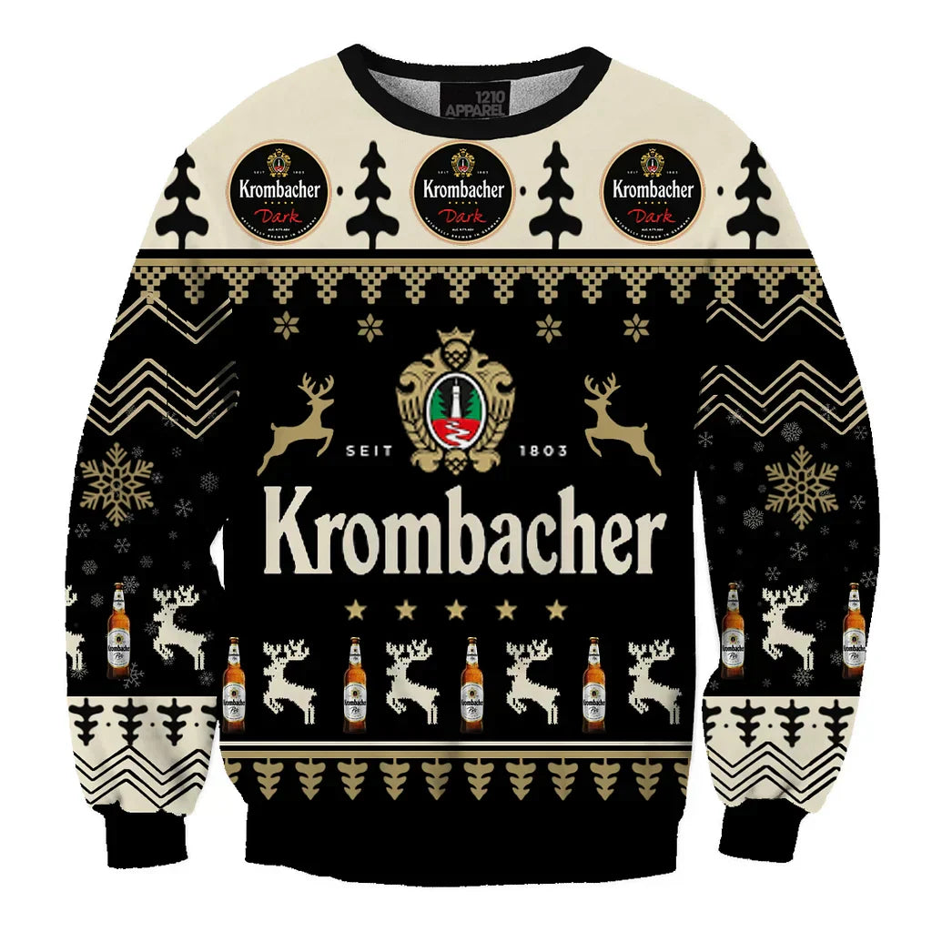 Unisex Krombacher Pils Lager Weizen Germany Beer 3D Ugly Christmas Sweater For Men & Women Christmas Gift Sweater BH1156 - WeCustomit