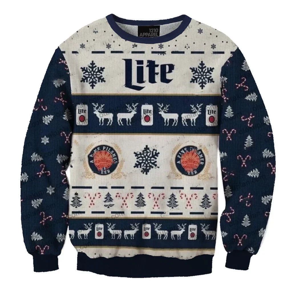 Unisex Miller Lite 3D Ugly Christmas Sweater For Men & Women Christmas Gift Sweater BH1223 - WeCustomit