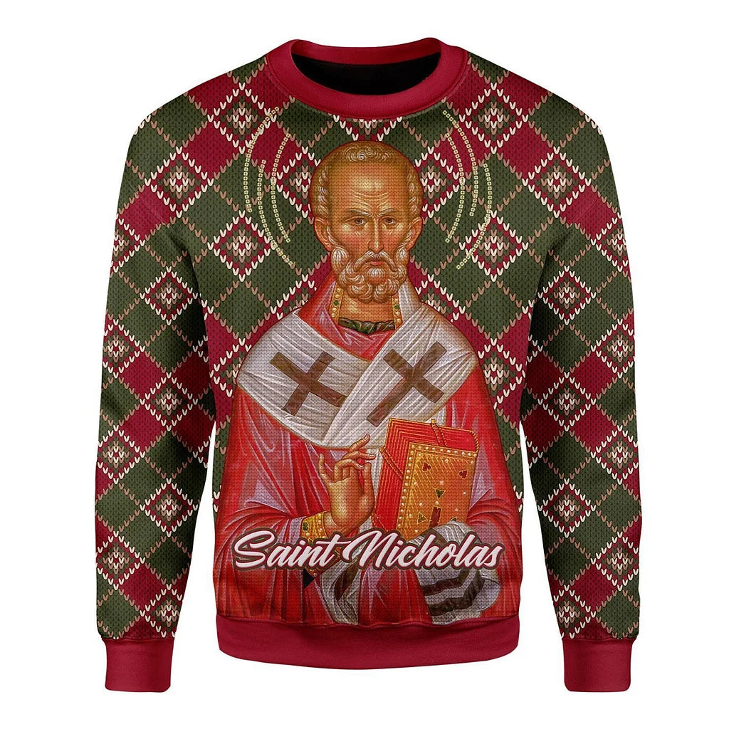 Saint Nicholas Ugly Christmas Sweater For Men & Women Christmas Gift Sweater US4183 - WeCustomit