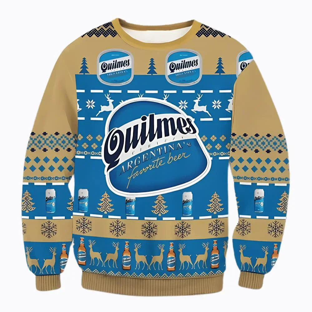 Unisex Quilmes Beer Argentina 3D Ugly Christmas Sweater For Men & Women Christmas Gift Sweater BH1254 - WeCustomit