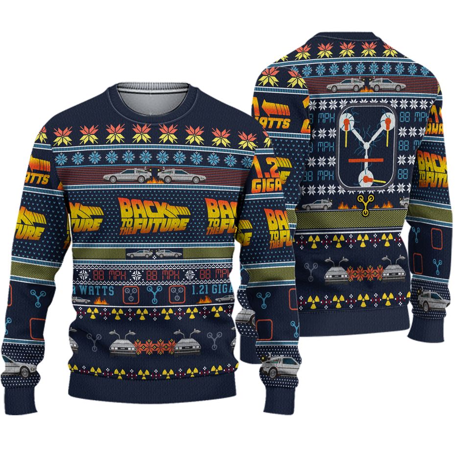 Back to the Future Ugly Christmas Sweater For Men & Women Christmas Gift Sweater PT964 - WeCustomit