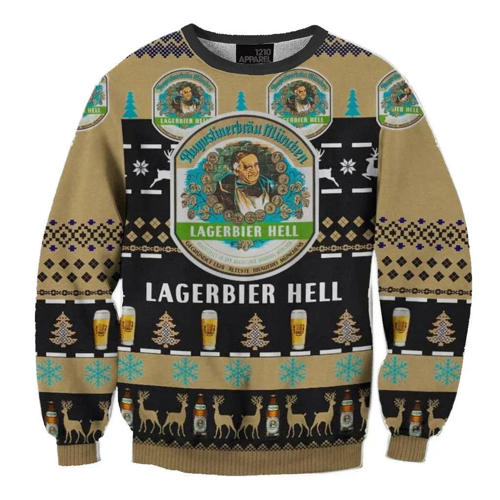 Unisex Augustiner Beer 3D Ugly Christmas Sweater For Men & Women Christmas Gift Sweater BH1371 - WeCustomit