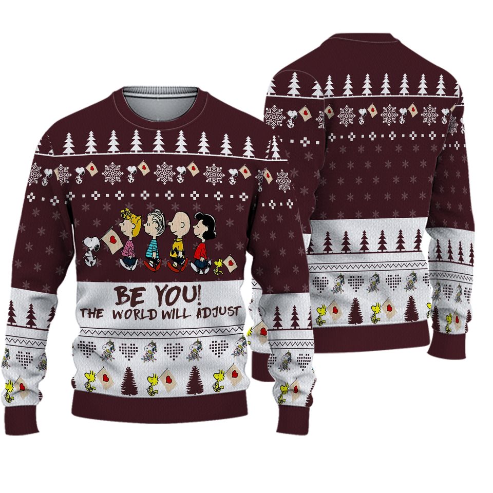 Be You: The World Will Adjust Snoopy Ugly Christmas Sweater For Men & Women Christmas Gift Sweater BH614 - WeCustomit