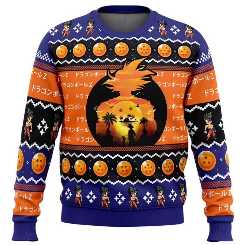 Beautiful Sunset Dragon Ball Z Ugly Christmas Sweater - WeCustomit