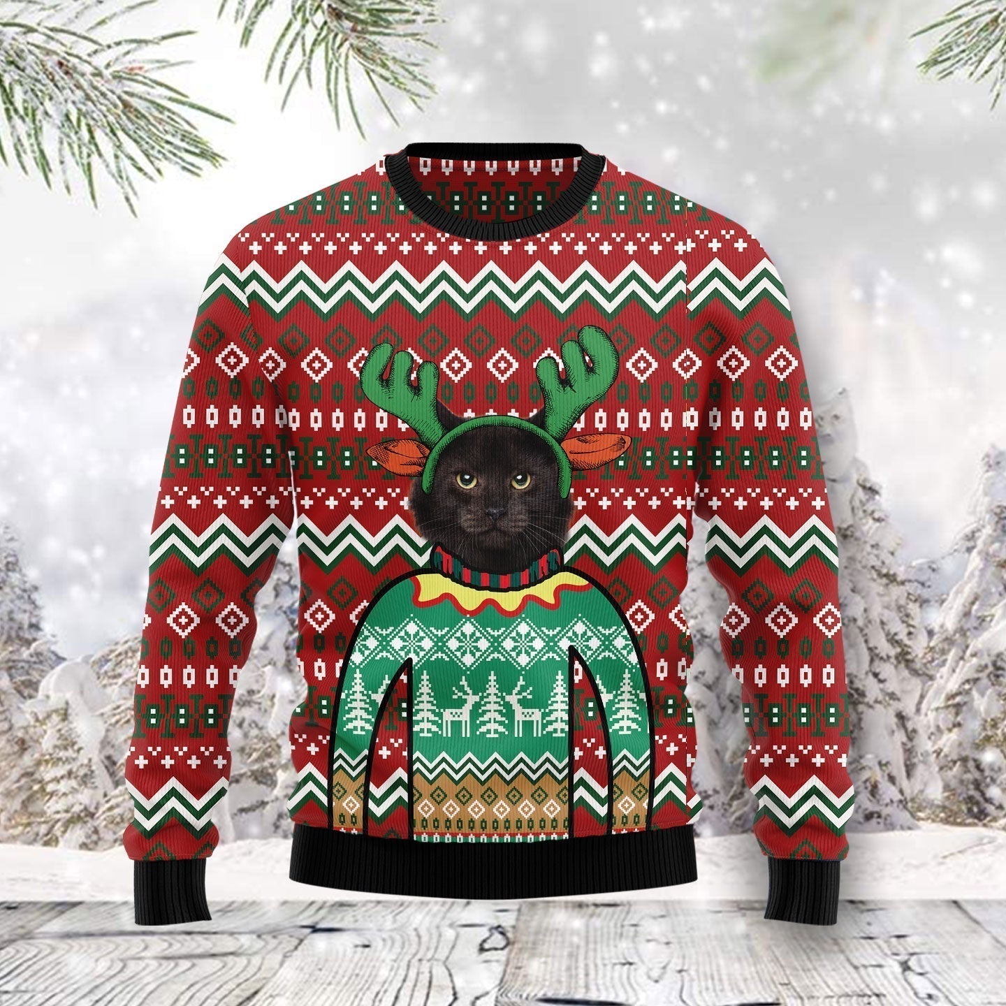 Black Cat Christmas Ugly Christmas Sweater For Men & Women Christmas Gift Sweater US1893 - WeCustomit