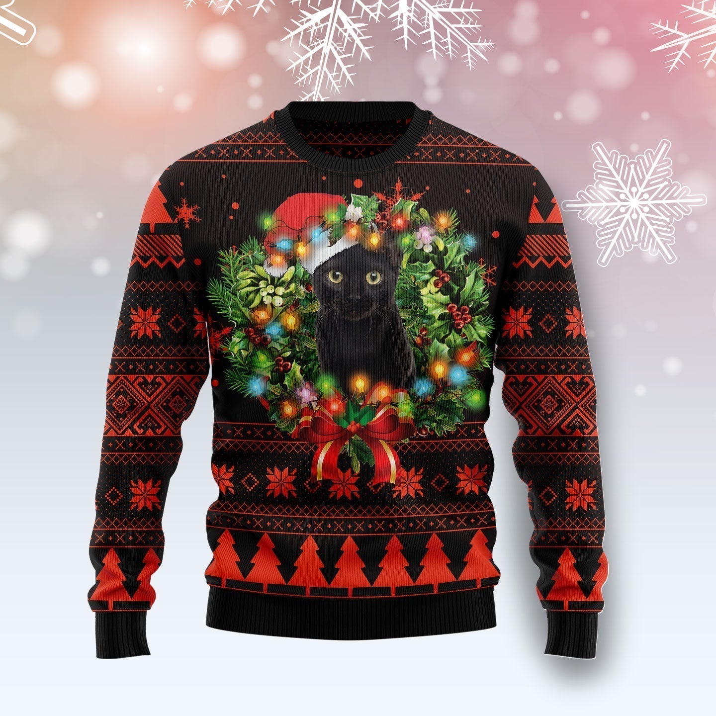 Cute Black Cat Ugly Christmas Sweater For Men & Women Christmas Gift Sweater US1876 - WeCustomit