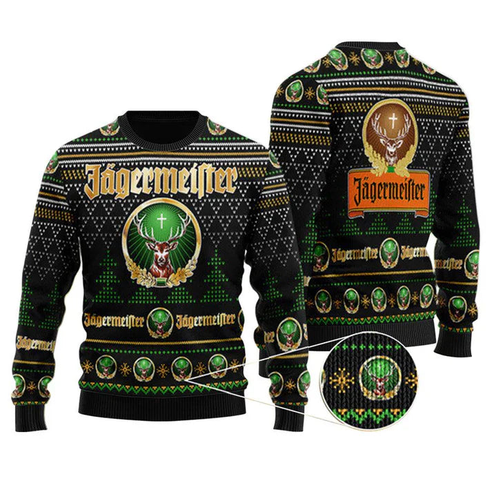 Black Jagermeister Christmas Ugly Sweater - WeCustomit