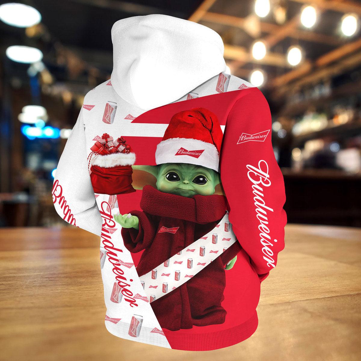 Budweiser Xmas Baby Yoda Zip Hoodie - WeCustomit