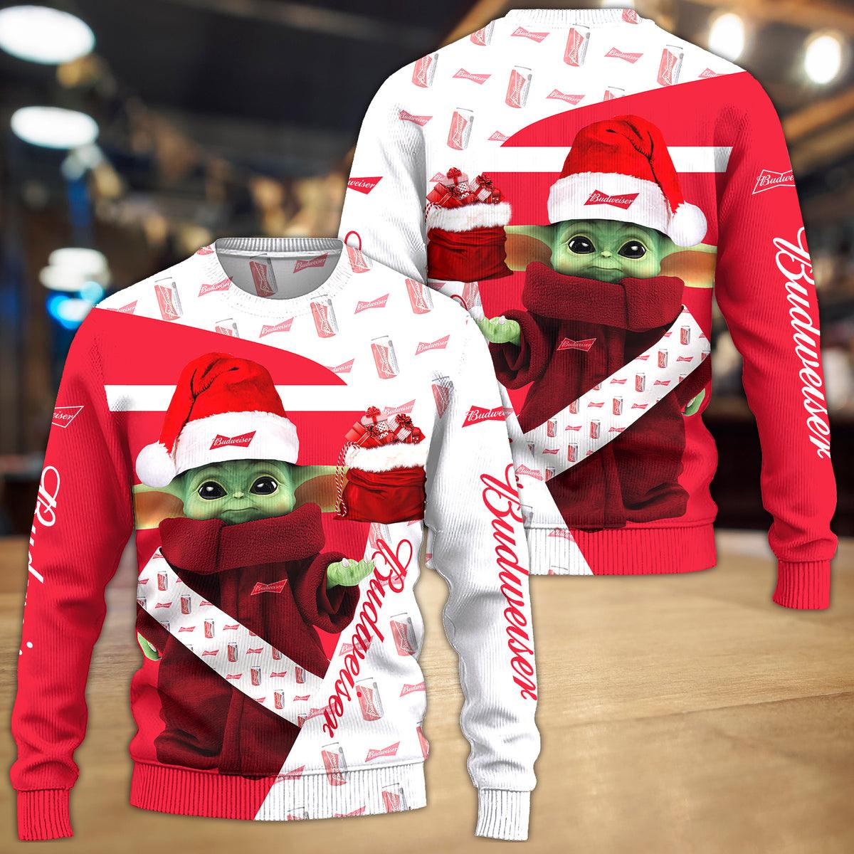 Budweiser Xmas Baby Yoda Sweatshirt - WeCustomit