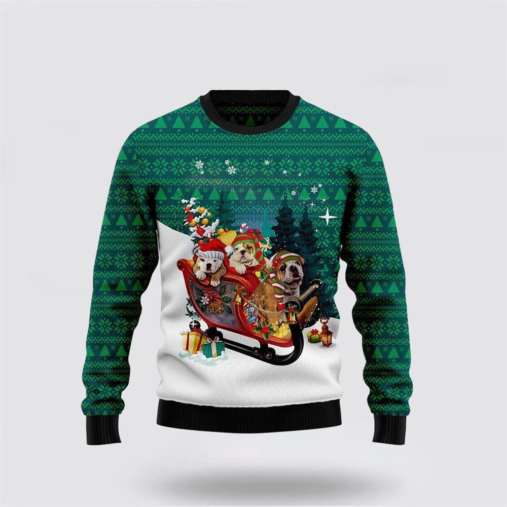 Bulldog Sleigh Ugly Christmas Sweater For Men & Women Christmas Gift Sweater US2718 - WeCustomit