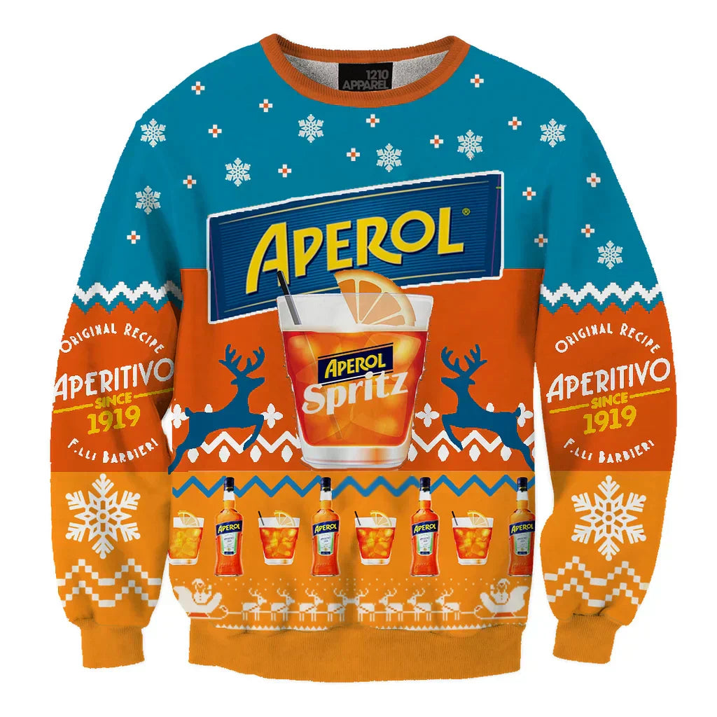 Unisex Aperol Spritz Orange Fun 3D Ugly Christmas Sweater For Men & Women Christmas Gift Sweater BH1088 - WeCustomit