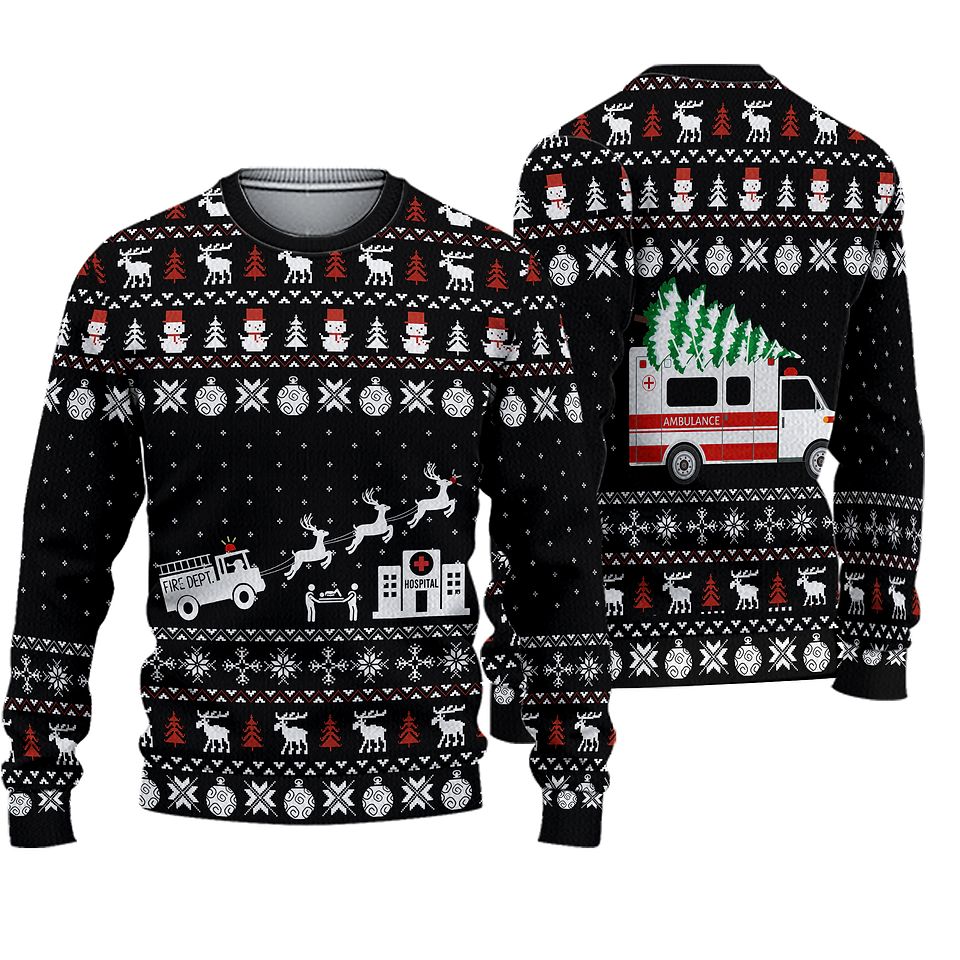 Casespring Paramedic Hospital Ambulance Ugly Christmas Sweater For Men & Women Christmas Gift Sweater PT980 - WeCustomit