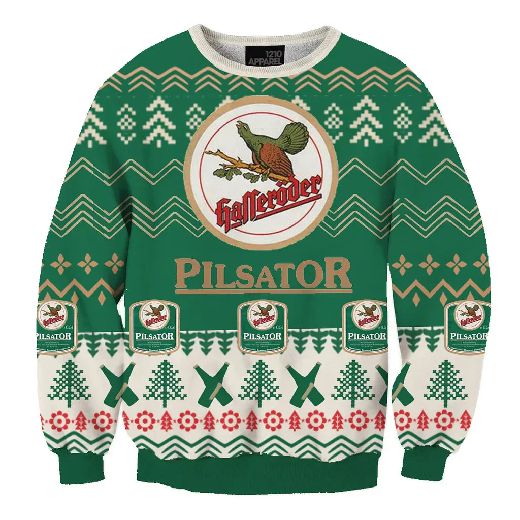 Unisex Hasseröder Br., Wernigerode Beer 3D Ugly Christmas Sweater For Men & Women Christmas Gift Sweater BH1135 - WeCustomit